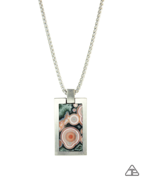 Dog Tag: Ocean Jasper Inlay Pendant