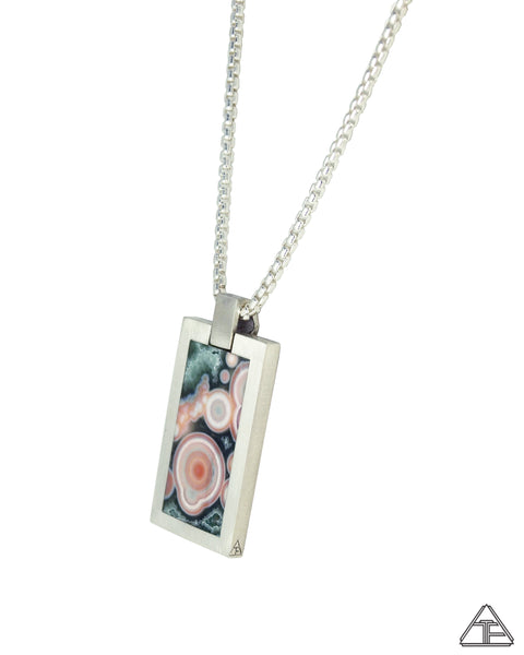 Dog Tag: Ocean Jasper Inlay Pendant