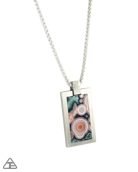 Dog Tag: Ocean Jasper Inlay Pendant