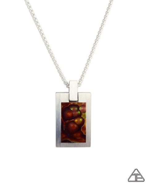Mini Dog Tag: Fire Agate Inlay Pendant
