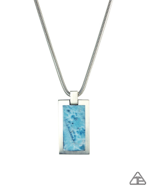 Dog Tag: Larimar Inlay Pendant