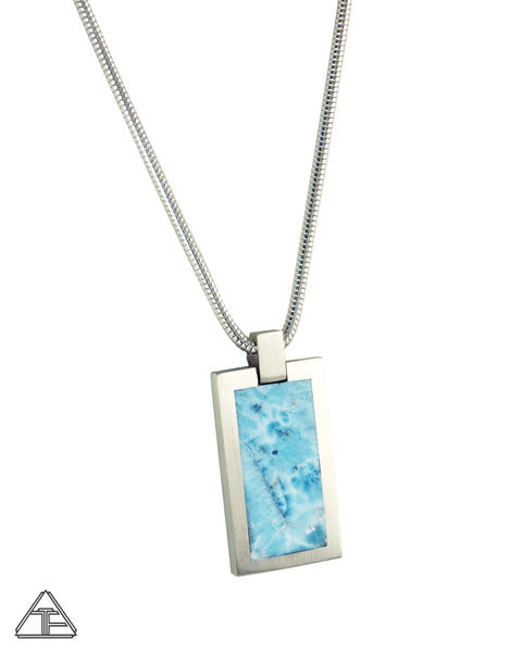 Dog Tag: Larimar Inlay Pendant