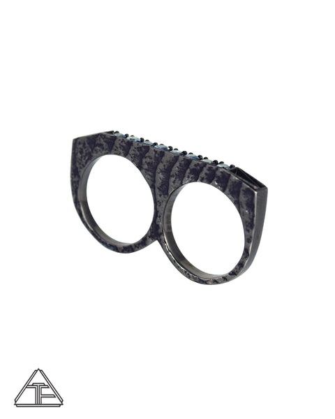 Lux Edition Lamina: Aquamarine Stealth Series Sterling Silver Double Ring