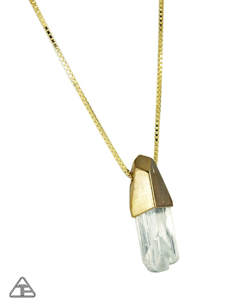 Danburite 14k Yellow Gold Crystal Talisman Pendant