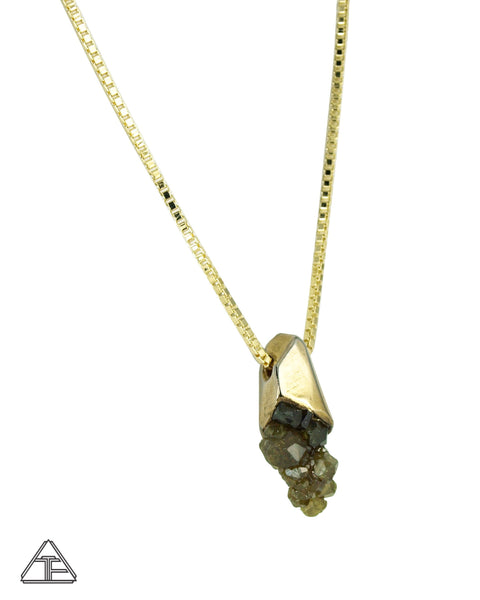 Demantoid Garnet Cluster Yellow Gold Crystal Talisman Pendant