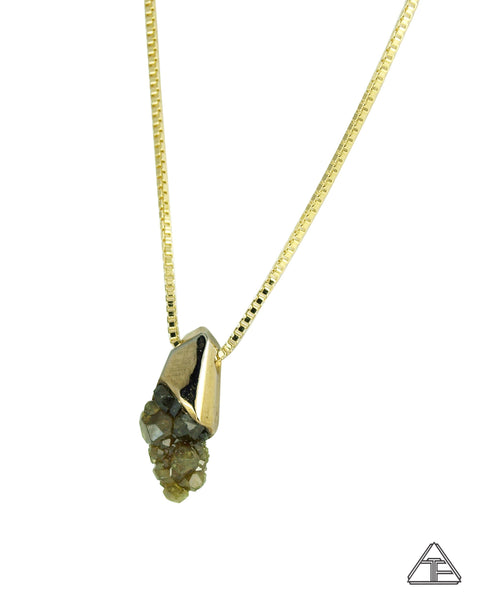 Demantoid Garnet Cluster Yellow Gold Crystal Talisman Pendant