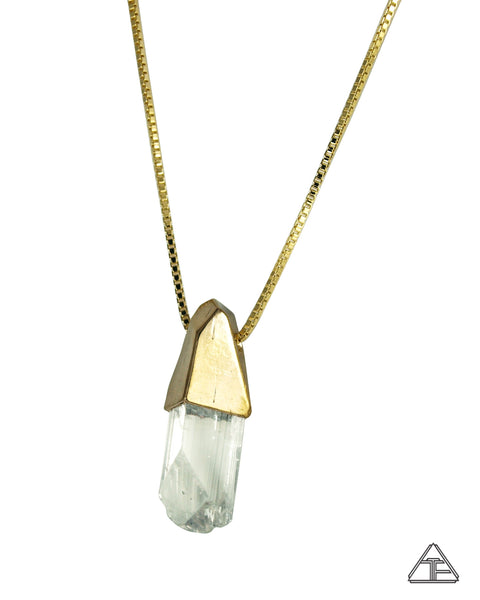Danburite 14k Yellow Gold Crystal Talisman Pendant