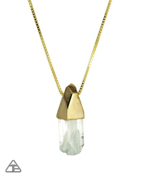 Danburite 14k Yellow Gold Crystal Talisman Pendant