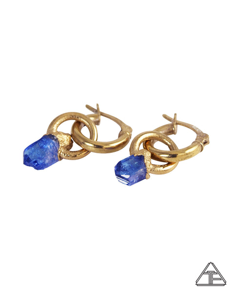Tanzanite 14k Yellow Gold Crystal Talisman Earrings