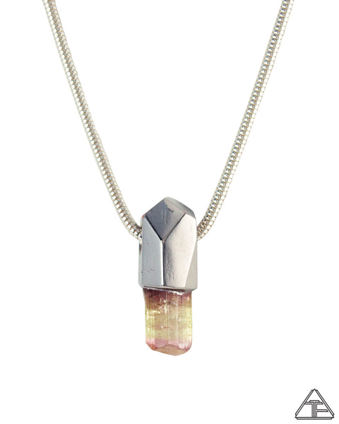 Watermelon Tourmaline Palladium Crystal Talisman Pendant