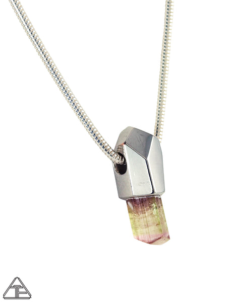 Watermelon Tourmaline Palladium Crystal Talisman Pendant