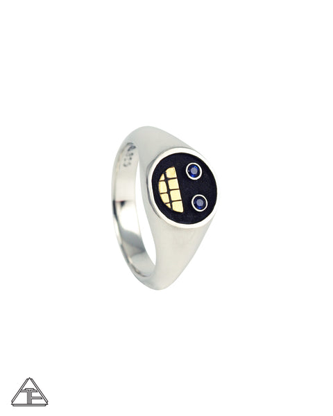 Grillz: Blue Sapphire Sterling Silver 22k Ring