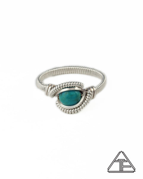 Size 6 - Turquoise and Sterling Silver Wire Wrapped Ring