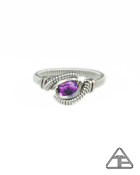 Size 5.5 - Amethyst and Sterling Silver Wire Wrapped Ring