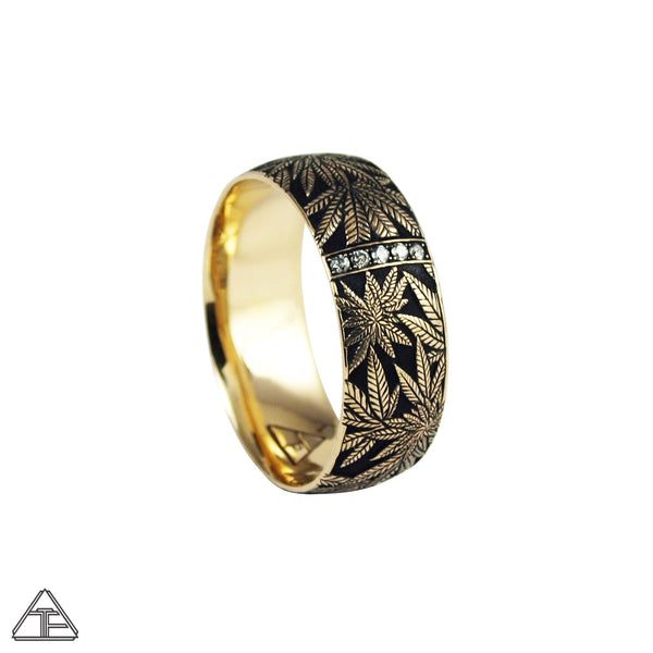 Married to the Game: Canna Class Yellow Gold Hand Engraved Band / Ring