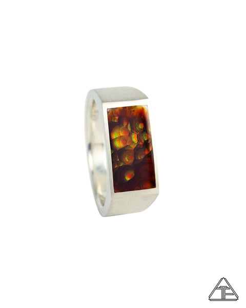 Signet Ring: Fire Agate Inlay Size 10