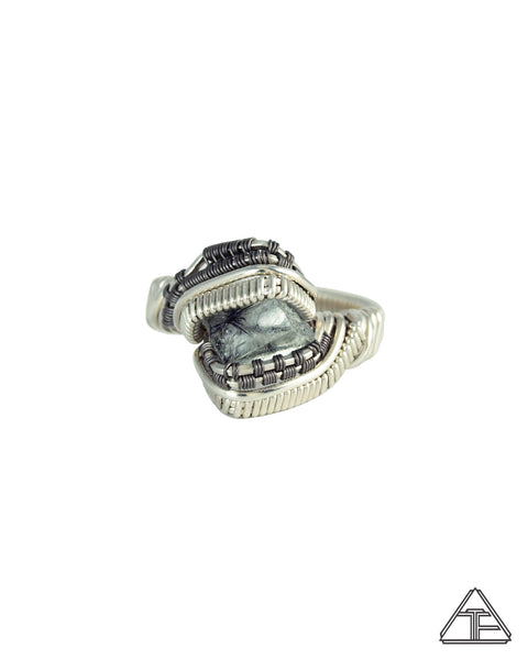 Size 7.5 - Aquamarine Sterling Silver Wire Wrapped Ring