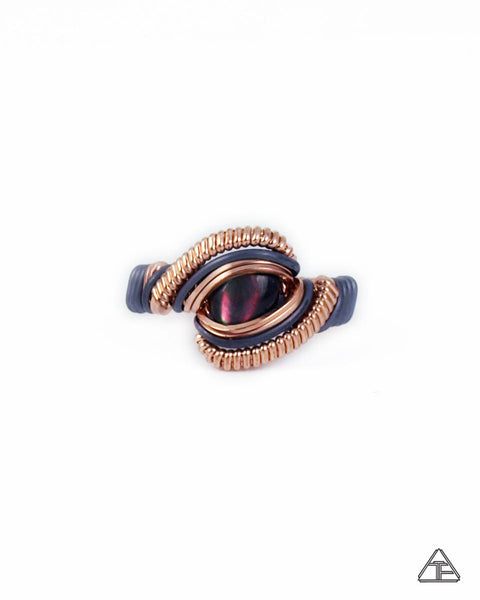 Size 8 - Mother Of Pearl Rose Gold & Silver Wire Wrapped Ring