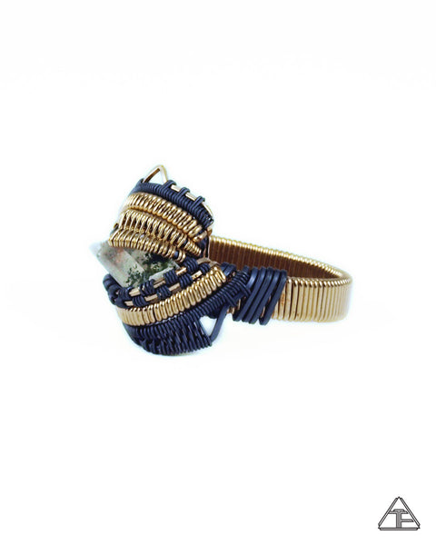 Size 11 - Quartz Yellow Gold & Stealth Silver Wire Wrapped Ring