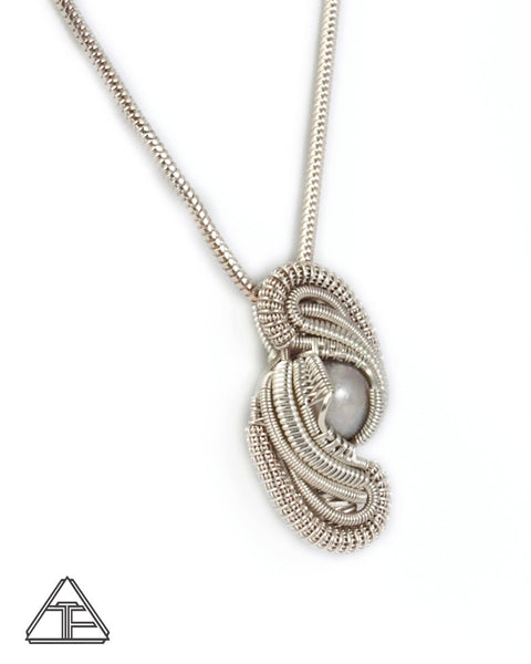 Pearl Sterling Silver Wire Wrapped Pendant