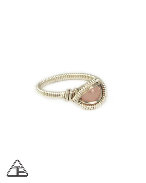 Size 7 - Rose Quartz & Silver Wire Wrapped Ring