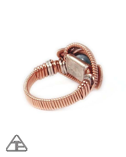 Size 7 - Larimar Rose Gold & Silver Wire Wrapped Ring