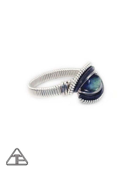 Size 6.5 - Labradorite Titanium and Silver Wire Wrapped Ring