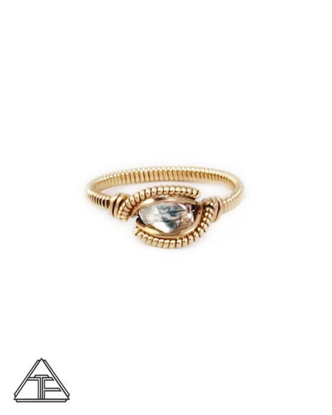 Size 6.5 - Topaz Yellow Gold Wire Wrapped Ring