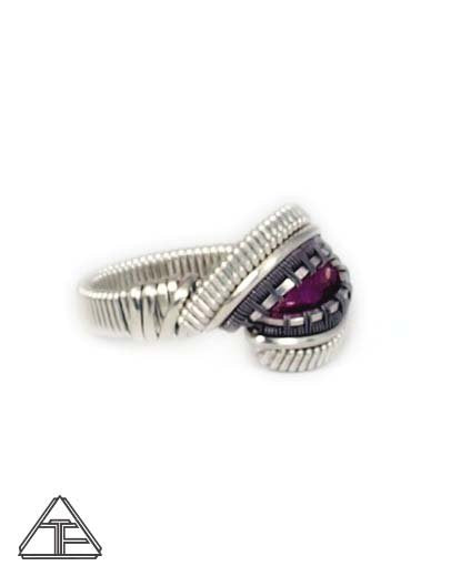 Size 4 - Ruby Sterling Silver & Titanium Wire Wrapped Ring