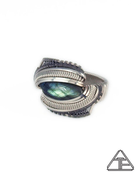 Size 9.5 - Labradorite Titanium and Silver Wire Wrapped Ring