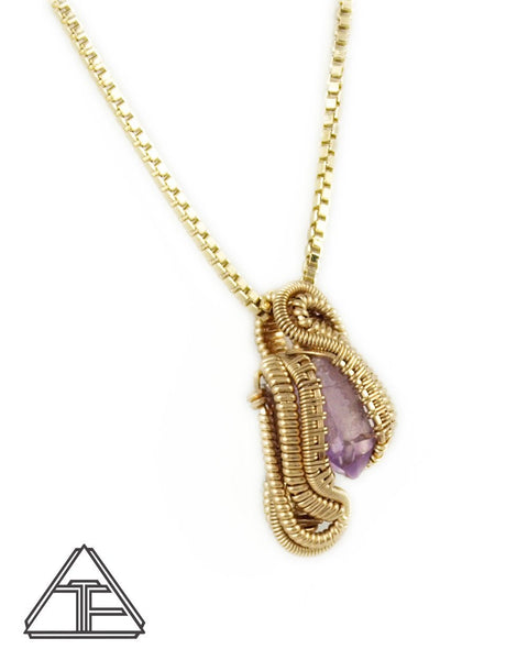 Veracruz Amethyst Yellow Gold Wire Wrapped Pendant