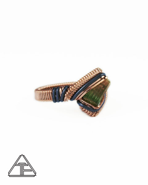 Size 6.5 - Watermelon Tourmaline Rose Gold Wire Wrapped Ring
