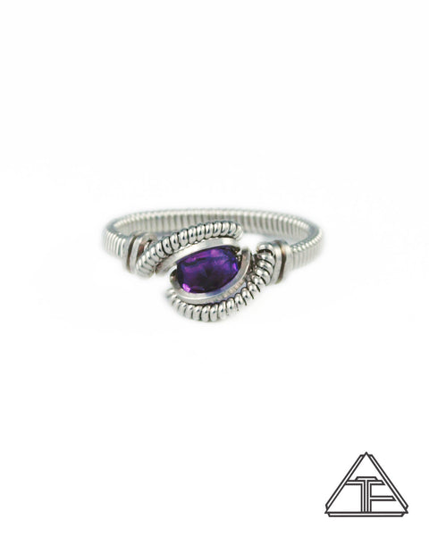 Size 6 - Amethyst and Sterling Silver Wire Wrapped Ring