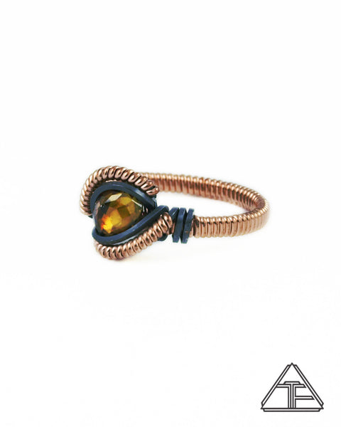 Size 6.5 - Sphene and Rose Gold Wire Wrapped Ring