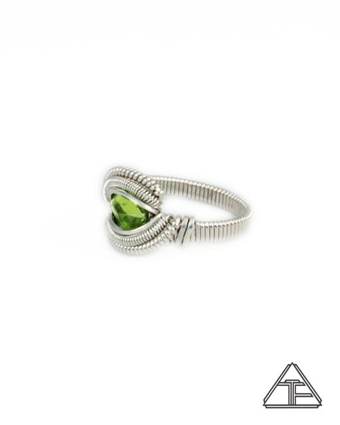 Size 5 - Peridot and Sterling Silver Wire Wrapped Ring