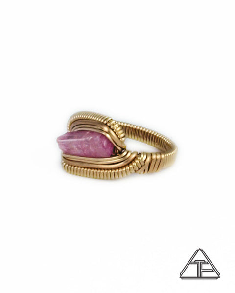 Size 7 - Imperial Topaz And Yellow Gold Wire Wrapped Ring