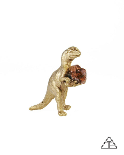 Hessonite Garnet Velociraptor Yellow Gold Synthesized Crystal Talisman Statue