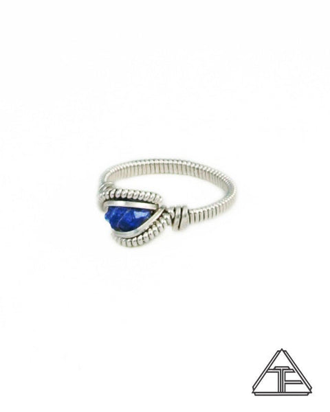 Size 5 - Blue Spinel and Sterling Silver Wire Wrapped Ring