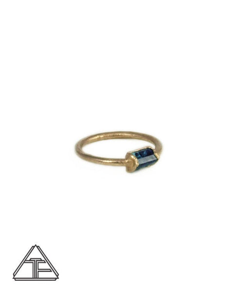 Size 4 - Blue Tourmaline Yellow Gold Crystal Talisman Ring