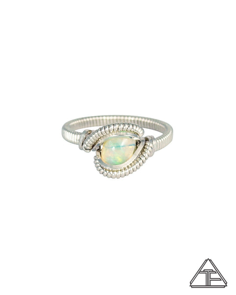 Size 5.5 - Opal Sterling Silver Wire Wrapped Ring