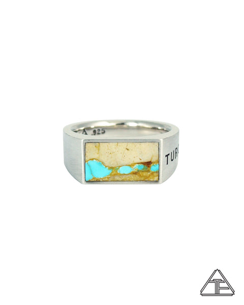 Lux Signet Ring: Engraved with Turquoise Ribbon Inlay