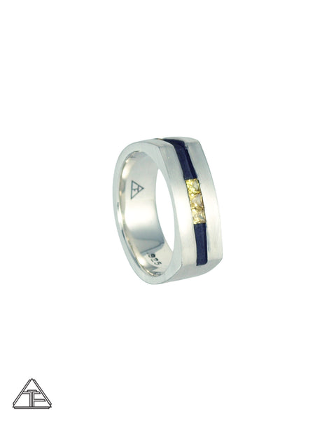 Lux Camber: Custom Sterling Silver Band with Sapphire