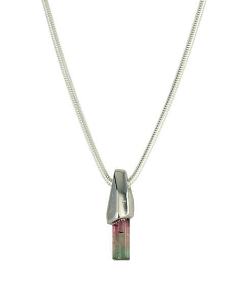 Bi-Color Pink Green Tourmaline Crystal Talisman Pendant