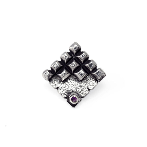 Hedron Lattice: Sterling Silver Pin Amethyst