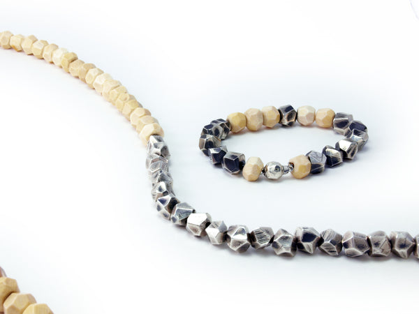 Lattice: Sterling Silver Chain Bracelet Woolly Mammoth Ivory