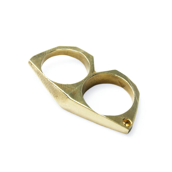 Lattice: Brass Double Ring Citrine