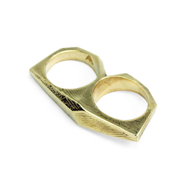 Lattice: 14K Yellow Gold Double Ring