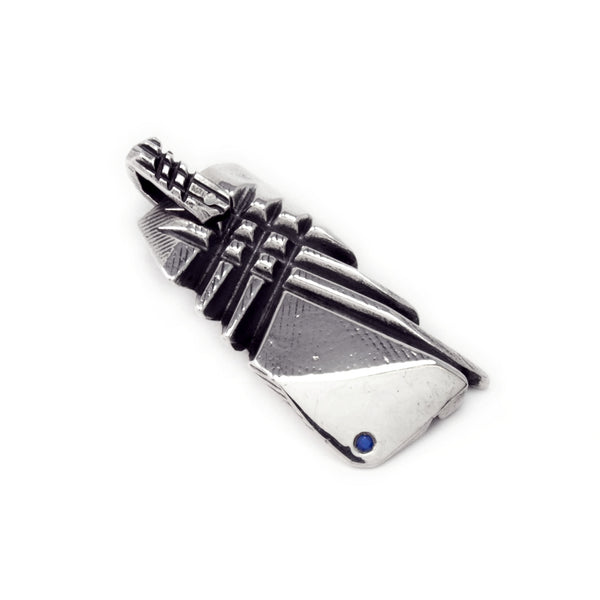 Prism Lattice: Sterling Silver Dog Tag Pendant Sapphire